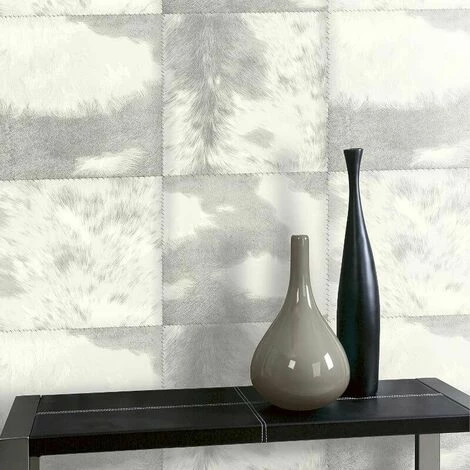 Animal Print Fur Effect Tile Wallpaper Squares Grey Metallic Arthouse Hideaway Animal Print Fur Effect Tile Wallpaper Squares Grey Metallic Arthouse Hideaway -ARTHOUSE SHOP 11281602 2
