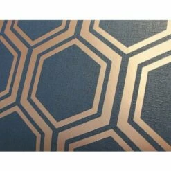Hexagon Geometric Wallpaper Navy Blue Gold Metallic Textured Arthouse Luxe 6 Hexagon Geometric Wallpaper Navy Blue Gold Metallic Textured Arthouse Luxe -ARTHOUSE SHOP 11655360 3