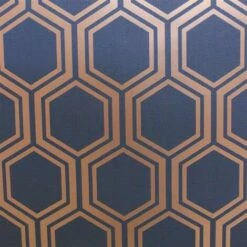 Hexagon Geometric Wallpaper Navy Blue Gold Metallic Textured Arthouse Luxe 7 Hexagon Geometric Wallpaper Navy Blue Gold Metallic Textured Arthouse Luxe -ARTHOUSE SHOP 11655360 4