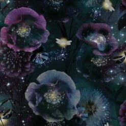 Purple Teal Floral Stars Wallpaper Butterfly Flowers Glitter Arthouse Nocturnal -ARTHOUSE SHOP 12162820 4