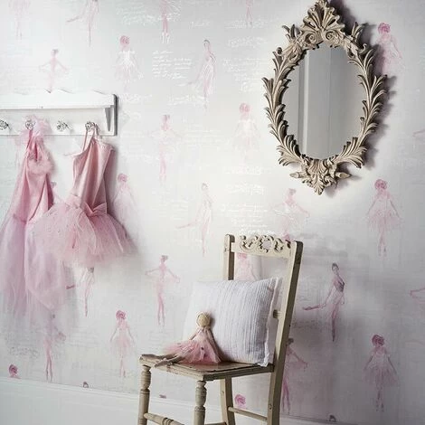 Pirouette Ballet Dancer Wallpaper Metallic Glitter Pink Typography Arthouse 3 Pirouette Ballet Dancer Wallpaper Metallic Glitter Pink Typography Arthouse - Image 3