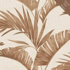 Arthouse Banana Palm Leaf Coffee Wallpaper Paste The Wall Leaves Copper Metallic