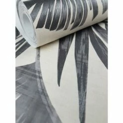 Banana Palm Leaf Wallpaper Charcoal Off White Grey Metallic Paste Wall Arthouse -ARTHOUSE SHOP 13979148 4