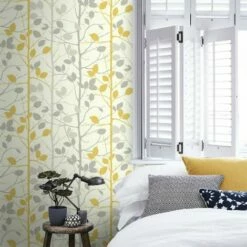 Mustard Yellow Grey Woodland Wallpaper Forest Trees Branches Metallic Arthouse 7 Mustard Yellow Grey Woodland Wallpaper Forest Trees Branches Metallic Arthouse -ARTHOUSE SHOP 14156007 4