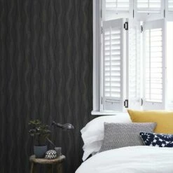Arthouse Glitz Wavey Stripe Wallpaper Black Silver Glitter Shimmer Lines Vinyl 2 Arthouse Glitz Wavey Stripe Wallpaper Black Silver Glitter Shimmer Lines Vinyl -ARTHOUSE SHOP 14931729 3