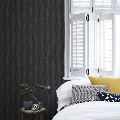 Arthouse Glitz Wavey Stripe Wallpaper Black Silver Glitter Shimmer Lines Vinyl Arthouse Glitz Wavey Stripe Wallpaper Black Silver Glitter Shimmer Lines Vinyl -ARTHOUSE SHOP 14931729 3
