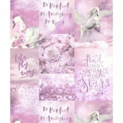Arthouse Pandora's Dream Glitter Wallpaper Pink Unicorn Swan Floral Typography