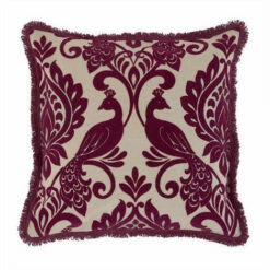 Arthouse Boutique Borromeo Damson Flock Cushion Cover With Fringe Edge