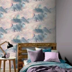 Arthouse Glitter Planets Wallpaper Purple Pink Blue Shimmer Cosmos Kids Vinyl -ARTHOUSE SHOP 15625735 3