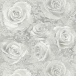 Silver Grey Floral Wallpaper Flowers Roses Reverie Heavyweight Arthouse