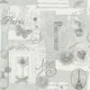 Arthouse Felicity Silver Paris Calligraphy Floral Butterfly Feature Wallpaper - 665401