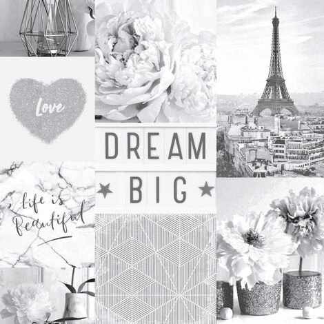 Arthouse Life is Beautiful Mono Wallpaper - Glitter Paris City Love Heart - 692100 Arthouse Life Is Beautiful Mono Wallpaper - Glitter Paris City Love Heart - 692100 -ARTHOUSE SHOP 23694817 1