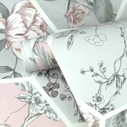 ARTHOUSE Chinoise Decoupage Wallpaper Pink Grey Bird Floral Geometric Smooth Matt Finish -ARTHOUSE SHOP 27646386 3