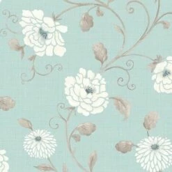 ARTHOUSE Antoinette Floral Wallpaper Teal White Taupe Flowers Metallic Smooth Finish