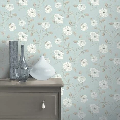 ARTHOUSE Antoinette Floral Wallpaper Teal White Taupe Flowers Metallic Smooth Finish ARTHOUSE Antoinette Floral Wallpaper Teal White Taupe Flowers Metallic Smooth Finish -ARTHOUSE SHOP 27803056 2