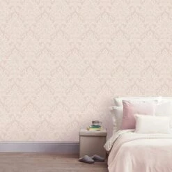 Glistening Blush Wallpaper Arthouse Damask Textured Glitter Pink Embossed -ARTHOUSE SHOP 27803081 3