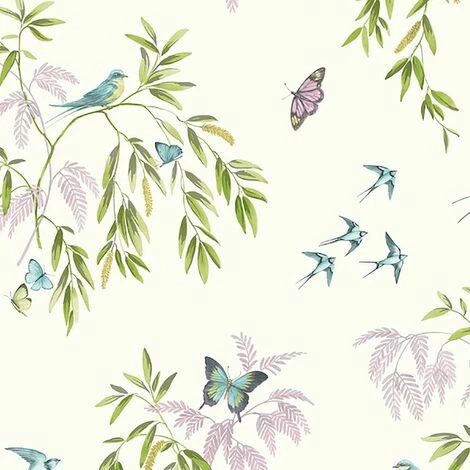 Halcyon Days Wallpaper Arthouse Cream Multi Glitter Textured Birds Butterfly 1 Halcyon Days Wallpaper Arthouse Cream Multi Glitter Textured Birds Butterfly