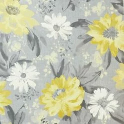 ARTHOUSE Painted Dahlia Floral Ochre Wallpaper Flower Grey And Yellow Wall Covering