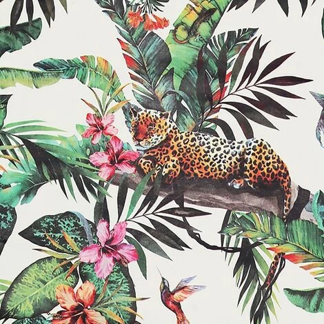 Animal Jungle White Wallpaper Arthouse Green Tropical Floral Leopards Birds Animal Jungle White Wallpaper Arthouse Green Tropical Floral Leopards Birds -ARTHOUSE SHOP 27861539 1