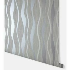 ARTHOUSE Metallic Wave Grey Glittery Wallpaper Textured Vinyl Wallpaper Paste The Wall -ARTHOUSE SHOP 28172102 4