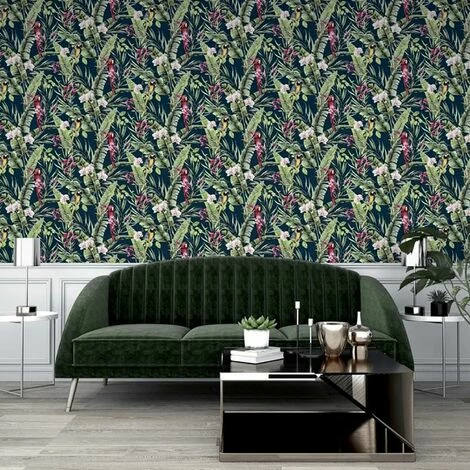 Pretty Polly Wallpaper Arthouse Tropical Navy Parrot Floral Jungle Pink Vinyl Pretty Polly Wallpaper Arthouse Tropical Navy Parrot Floral Jungle Pink Vinyl -ARTHOUSE SHOP 28172142 2