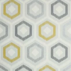 Ikat Geometric Wallpaper Arthouse Ochre Yellow Grey White Textured Vinyl Retro