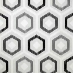 Ikat Geometric Wallpaper Arthouse Retro Grey Charcoal White Textured Vinyl
