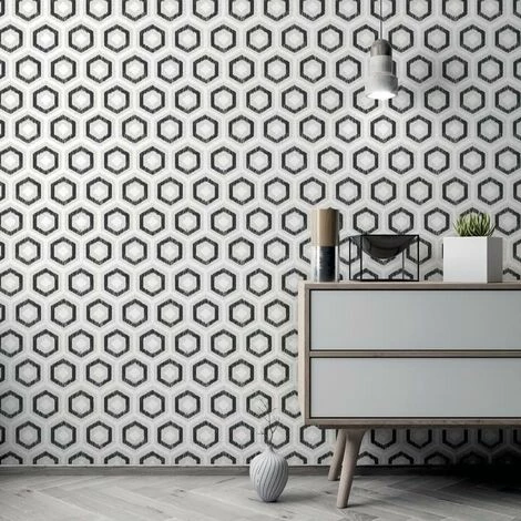 Ikat Geometric Wallpaper Arthouse Retro Grey Charcoal White Textured Vinyl Ikat Geometric Wallpaper Arthouse Retro Grey Charcoal White Textured Vinyl -ARTHOUSE SHOP 29035518 3