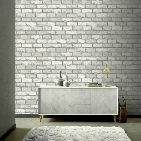 Arthouse Metallic Silver White Grey Wallpaper Brick Wall Realistic 3d Rustic Arthouse Metallic Silver White Grey Wallpaper Brick Wall Realistic 3d Rustic -ARTHOUSE SHOP 29316676 1