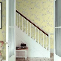 Arthouse Chinoise Yellow Wallpaper Floral Birds Heavyweight Wallpaper -ARTHOUSE SHOP 29316693 4
