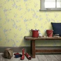 Arthouse Chinoise Yellow Wallpaper Floral Birds Heavyweight Wallpaper -ARTHOUSE SHOP 29316693 5