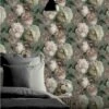 Arthouse Luxury Highgrove Floral Bloom Vintage Warm Grey Blush Cream Wallpaper