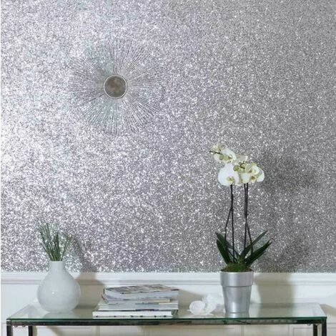 Arthouse Sequin Shimmer Silver Glitter High Shine Plain Textured Shiny Wallpaper Arthouse Sequin Shimmer Silver Glitter High Shine Plain Textured Shiny Wallpaper -ARTHOUSE SHOP 29316709 4
