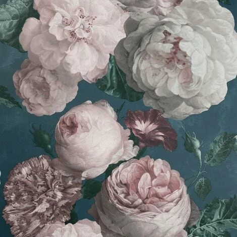 Arthouse Luxury Highgrove Floral Bloom Vintage Teal Blush Cream Wallpaper Arthouse Luxury Highgrove Floral Bloom Vintage Teal Blush Cream Wallpaper -ARTHOUSE SHOP 29316711 1