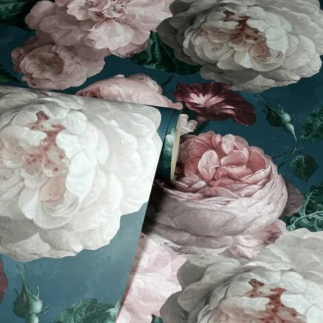 Arthouse Luxury Highgrove Floral Bloom Vintage Teal Blush Cream Wallpaper Arthouse Luxury Highgrove Floral Bloom Vintage Teal Blush Cream Wallpaper -ARTHOUSE SHOP 29316711 3