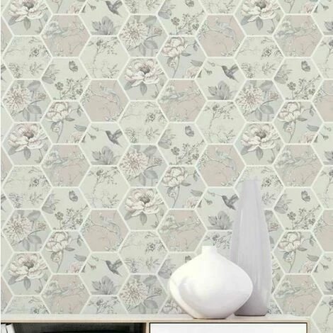 Arthouse Chinoise Decoupage Pink Grey Geometric Birds Floral Patchwork Wallpaper Arthouse Chinoise Decoupage Pink Grey Geometric Birds Floral Patchwork Wallpaper -ARTHOUSE SHOP 29318048 2