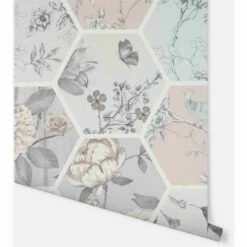 Arthouse Chinoise Decoupage Pink Grey Geometric Birds Floral Patchwork Wallpaper 3 Arthouse Chinoise Decoupage Pink Grey Geometric Birds Floral Patchwork Wallpaper -ARTHOUSE SHOP 29318048 4