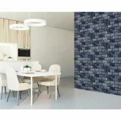 Arthouse Metallic Brick Effect Navy ArtiStick Peel And Stick Wallpaper Vinyl 3 Arthouse Metallic Brick Effect Navy ArtiStick Peel And Stick Wallpaper Vinyl -ARTHOUSE SHOP 29490832 4