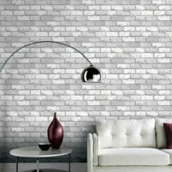 Arthouse Metallic Brick Effect White ArtiStick Peel And Stick Wallpaper Vinyl -ARTHOUSE SHOP 29490892 3
