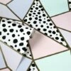 Dalmatian Fragments Wallpaper Arthouse Metallic Geometric Gold Pink Teal