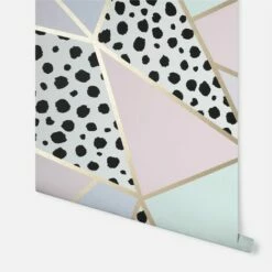Dalmatian Fragments Wallpaper Arthouse Metallic Geometric Gold Pink Teal -ARTHOUSE SHOP 30635609 3