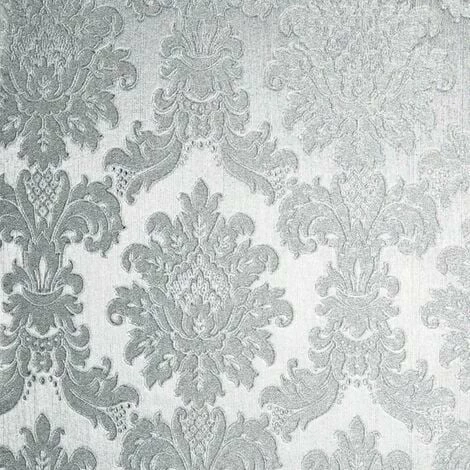 Opulence Silver Wallpaper Arthouse Metallic Foil Damask Textured Vinyl Embossed 1 Opulence Silver Wallpaper Arthouse Metallic Foil Damask Textured Vinyl Embossed