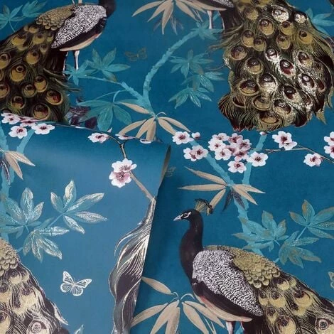 Opulent Peacock Wallpaper Arthouse Teal Gold Blue Glitter Floral Textured Opulent Peacock Wallpaper Arthouse Teal Gold Blue Glitter Floral Textured -ARTHOUSE SHOP 32138452 3