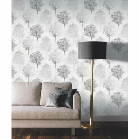 Arthouse Wonderland Mono Wallpaper 256701 - Textured Glitter Trees 2 Arthouse Wonderland Mono Wallpaper 256701 - Textured Glitter Trees - Image 2