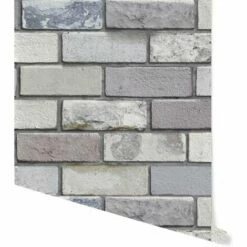 Arthouse Brick Effect Wallpaper Grey