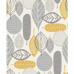 Arthouse Malmo Retro Nature Leaf Design Wallpaper - Ochre 902300