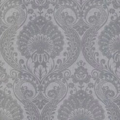 Arthouse Luxe Damask Metallic Glitte Shimmer Textured Wallpaper - Silver 906609
