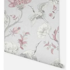 Arthouse Japanese Crane Grey & Pink Wallpaper Textured Vinyl Feature Wall 2 Arthouse Japanese Crane Grey & Pink Wallpaper Textured Vinyl Feature Wall -ARTHOUSE SHOP 35414773 3