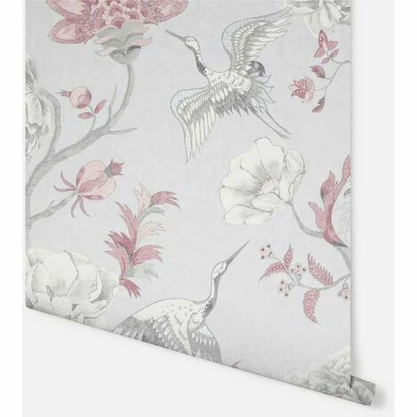 Arthouse Japanese Crane Grey & Pink Wallpaper Textured Vinyl Feature Wall Arthouse Japanese Crane Grey & Pink Wallpaper Textured Vinyl Feature Wall -ARTHOUSE SHOP 35414773 3