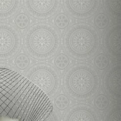 Arthouse Boho Medallion Silver Metalic Finish Smooth Finish Feature Wall